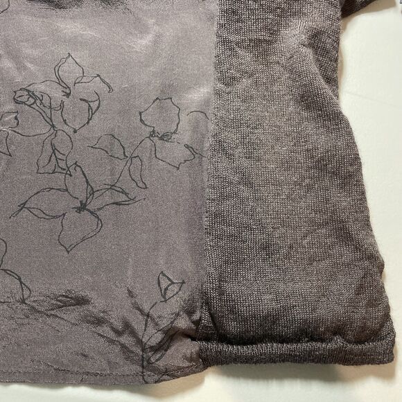 Poetry Silk Floral Panel Merino Wool Long Sleeve Plum Shift Dress Women's Size 8 - Picture 10 of 16